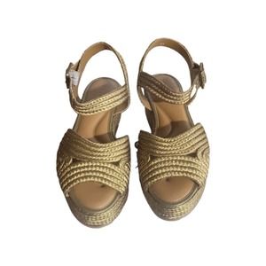 Clergerie Womens Aruba Tresse Espadrilles Sandals Brown Platform Buckle 6.5 New